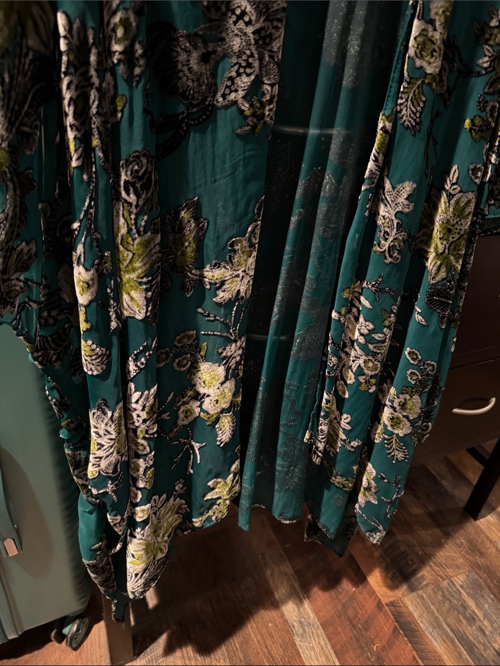 paparazzi Teal Floral Open-Front Kimono Jacket - Picture 6 of 7